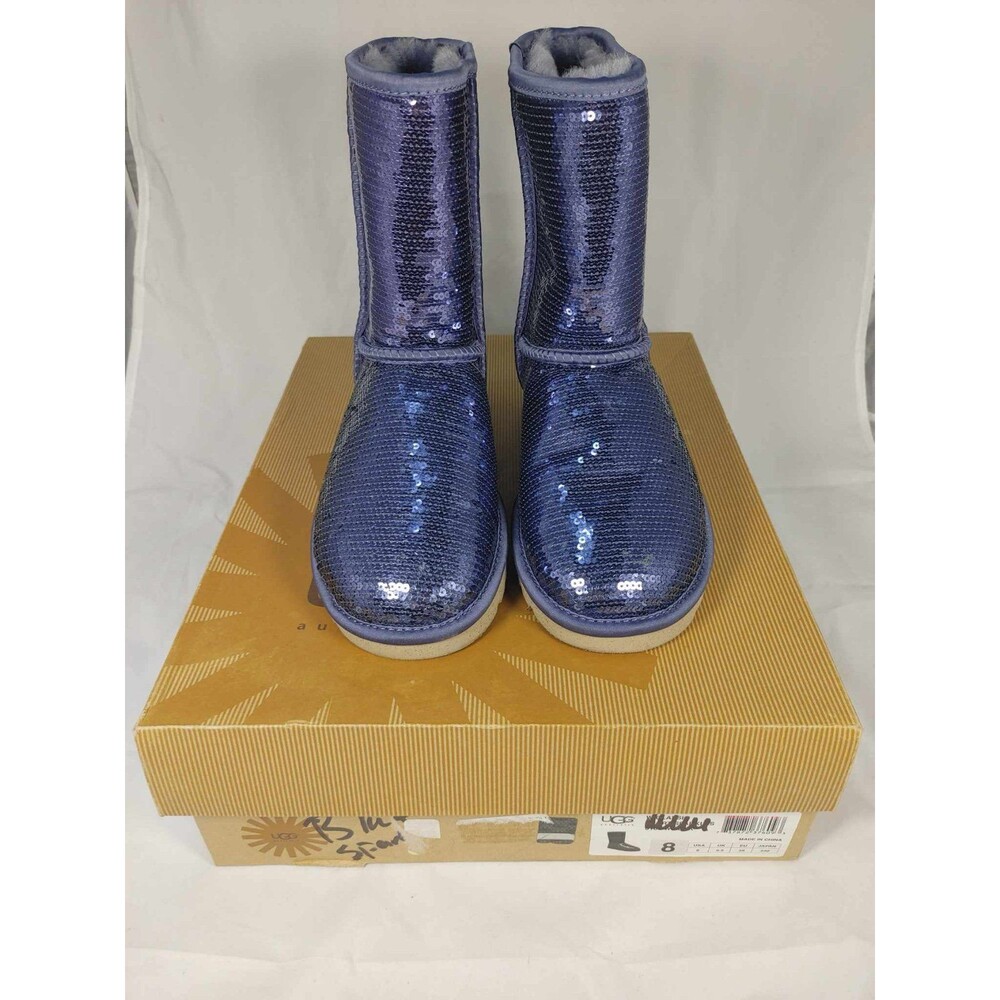UGG Boots Women 8 Blue Sparkle Sequins